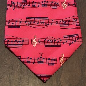 Vintage Alynn “ Sheet Music “ Red Black 100% Silk Men’s Neck Tie Made In USA